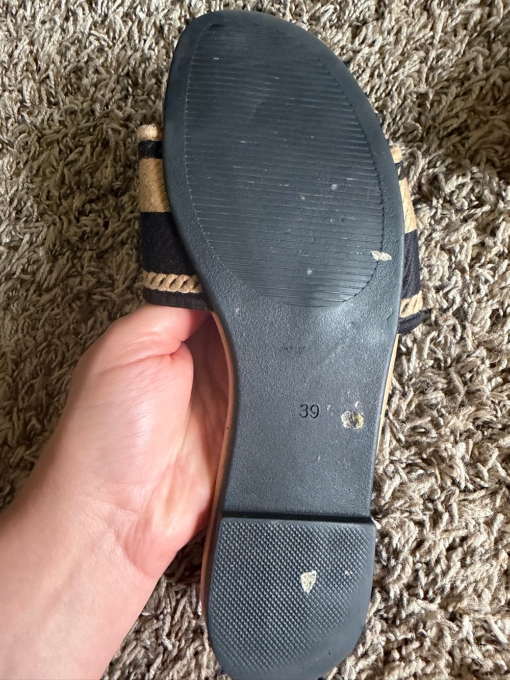 Chanel Black & Tan Logo Slide Sandals - Picture 3 of 8